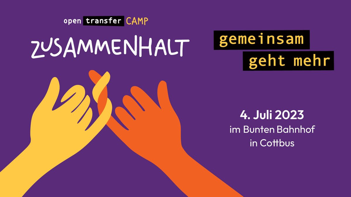 Wie kann ich mitmachen? Ein Engagement für &amp; in Ostdeutschland 

@Wettefra thematisiert in einer #otc23-Session Engagementformen für Weg- &amp; Zugezogene in #Ostdeutschland.

Danke an das <a href="/openTransfer/">openTransfer</a>-<a href="/buergermut/">Stiftung Bürgermut</a> Team!

Anmeldung: opentransfer.de/barcamp/otc-zu…

#3GOVerantwortung #Cottbus
