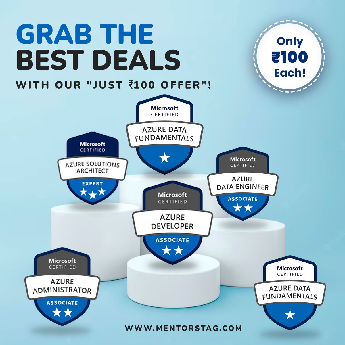 mentorstag's tweet photo. Mentors Tag is offering an incredible deal: enroll in any of their Microsoft Azure Cloud Certification courses for just ₹100 each.

To know more visit: https://t.co/pFofXDJGcl

#azurecloud #azurecertification #azurecourses #AzureTraining #cloudcomputing #offers https://t.co/9iVMQ9L0aZ