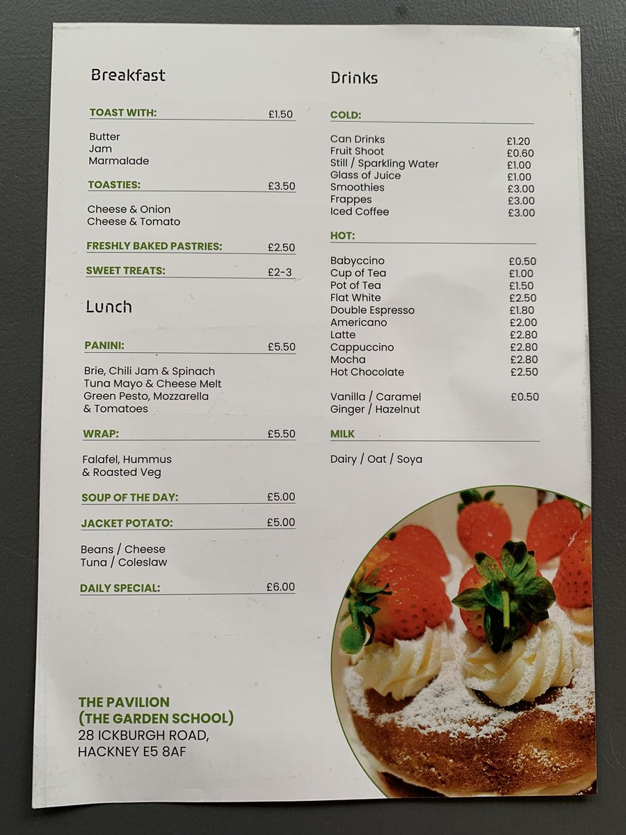 Hey all, 
From Monday 3rd July the Pavilion cafe will be open to the public. 
Come and enjoy delicious #food and #coffee and support #autistic young people in #Hackney gain valuable #work experience and #skills.