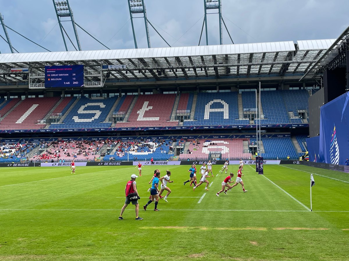 Geen stunt voor Belgische rugby sevens vrouwen. Aan de rust 12-12 tegen GBr maar daarna nam topfavoriet de match in handen, 36-12. Nu op naar de match om het brons én olympisch kwalificatietoernooi vanavond tegen Polen of Tsjechië
