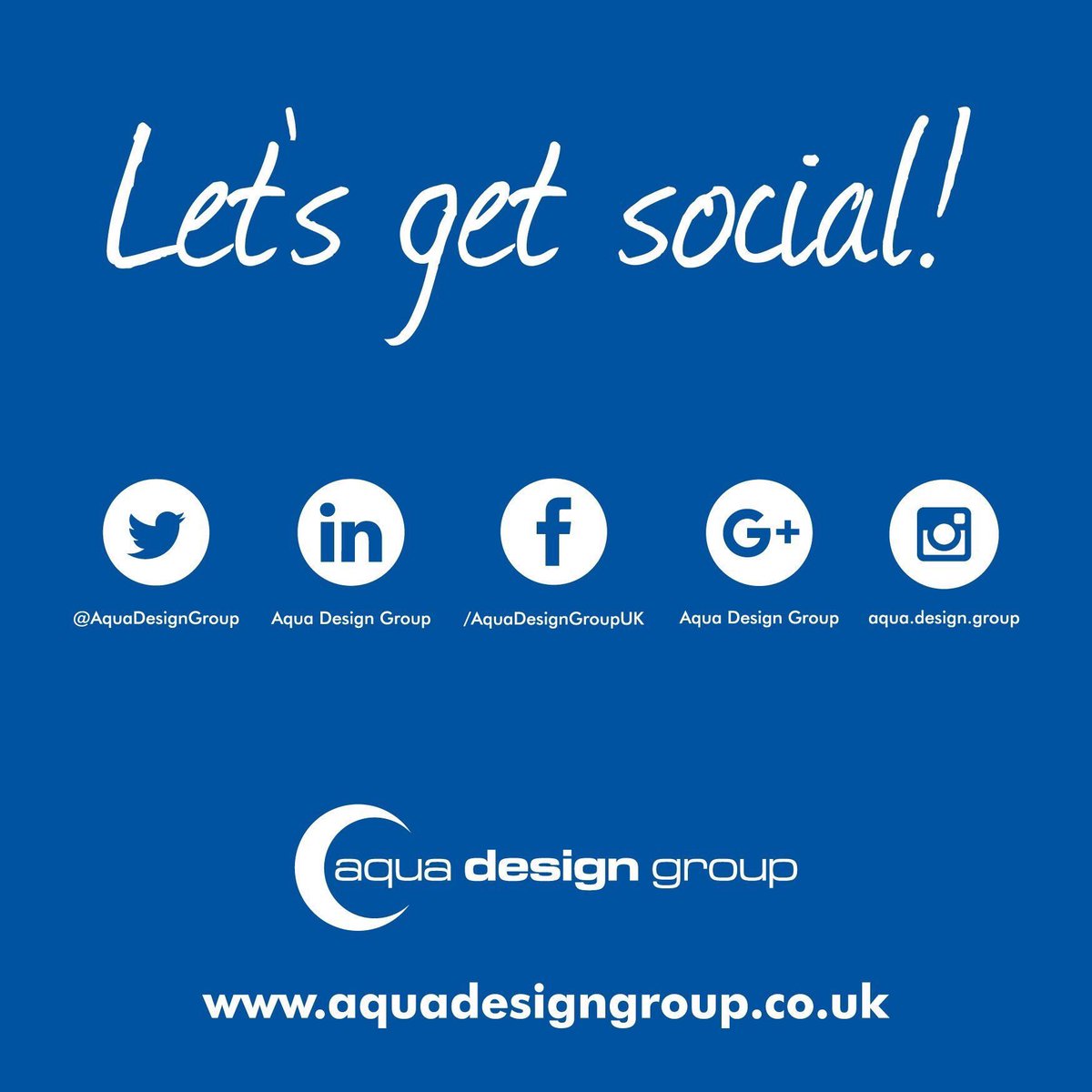 Let’s get social! Retweet on #Twitter, connect on #LinkedIn, follow on #Facebook, review on #Google and like on #Instagram 😊 #Stockport #Cheshire #NorthWest #ShopIndie #BizBubble #elevenseshour   aquadesigngroup.co.uk