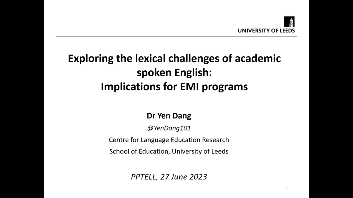 Yen Dang (@yendang101) on Twitter photo Delighted to give my keynote speech at PPTELL 2023. Thanks to the conference committee for the invitation <a href="/PedagogyTell/">Pedagogy & Practice TELL</a> Always lovely to share my research on vocabulary in academic spoken English to new audiences and learn from the conversation.<a href="/CLER_Leeds/">Centre for Language Education Research</a> Delighted to give my keynote speech at PPTELL 2023. Thanks to the conference committee for the invitation <a href="/PedagogyTell/">Pedagogy & Practice TELL</a> Always lovely to share my research on vocabulary in academic spoken English to new audiences and learn from the conversation.<a href="/CLER_Leeds/">Centre for Language Education Research</a>