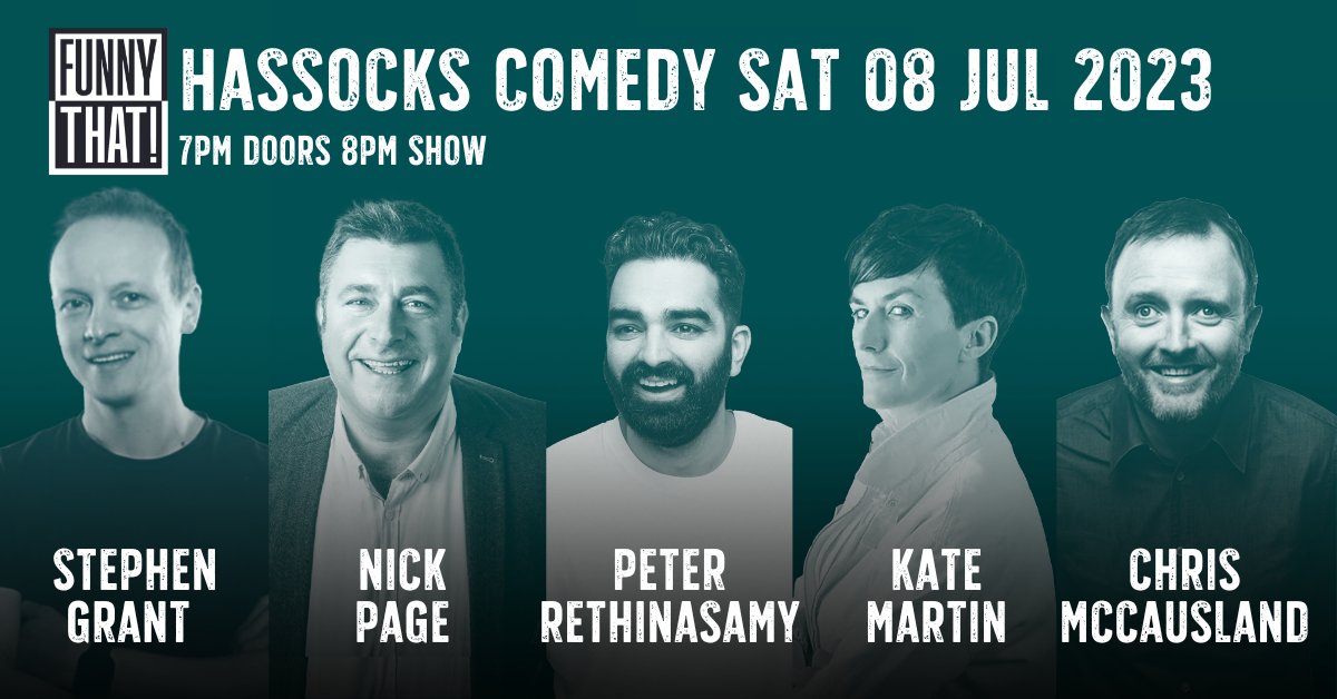 We are hotting up for July already, just take a look at the wonders coming over to #hassocks next month!  

🗣️<a href="/stephencgrant/">Stephen Grant</a>

★  Nick Page

🍀<a href="/standuppete/">Peter Rethinasamy</a>

🧠@ThatKateMartin

🌴<a href="/chrismccausland/">Chris McCausland - Pre-order my autobiography now!</a>

Tickets from our website, link in bio

 #hassockscomedy #comedy
<a href="/HassocksHotel/">The Hassocks</a>