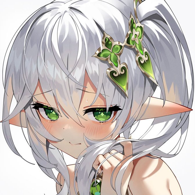 nahida (genshin impact) 1girl solo green eyes pointy ears side ponytail hair ornament white background  illustration images