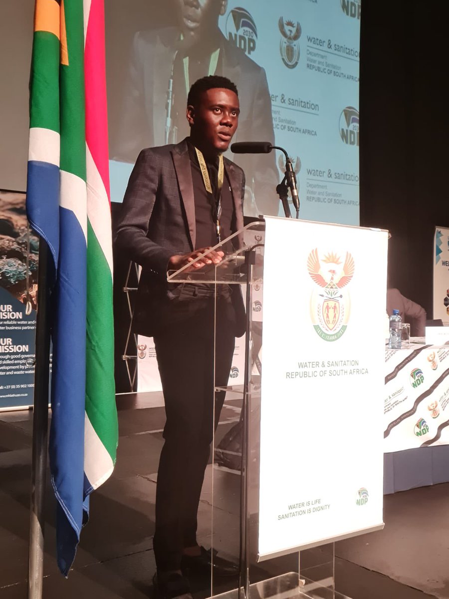 Mhlathuze Water Young Professional, Mr Ntando Thusi, facilitating the morning session during day two of the Youth Indaba currently underway at the Durban ICC. #thefuturewewant #acceleratingchangeinwatersector @DWS_RSA @UmgeniWater