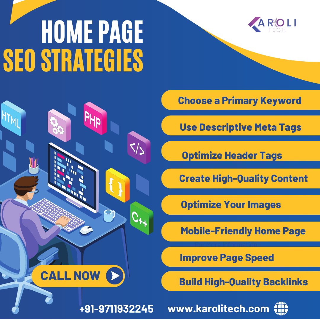 KaroliTech's tweet photo. Conduct comprehensive keyword research to identify appropriate and high-volume keywords for your website's Home Page.

#SEO #SMO https://t.co/el3ZNeZ4g0