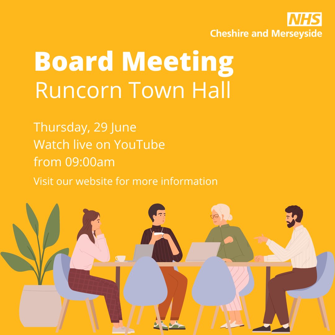 The next NHS Cheshire and Merseyside Integrated Care Board meeting takes place on Thursday 29 June from 9am.

A live stream will be available via our YouTube channel ➡ youtube.com/@NHSCandM

Read the papers here ➡cheshireandmerseyside.nhs.uk/get-involved/u…
