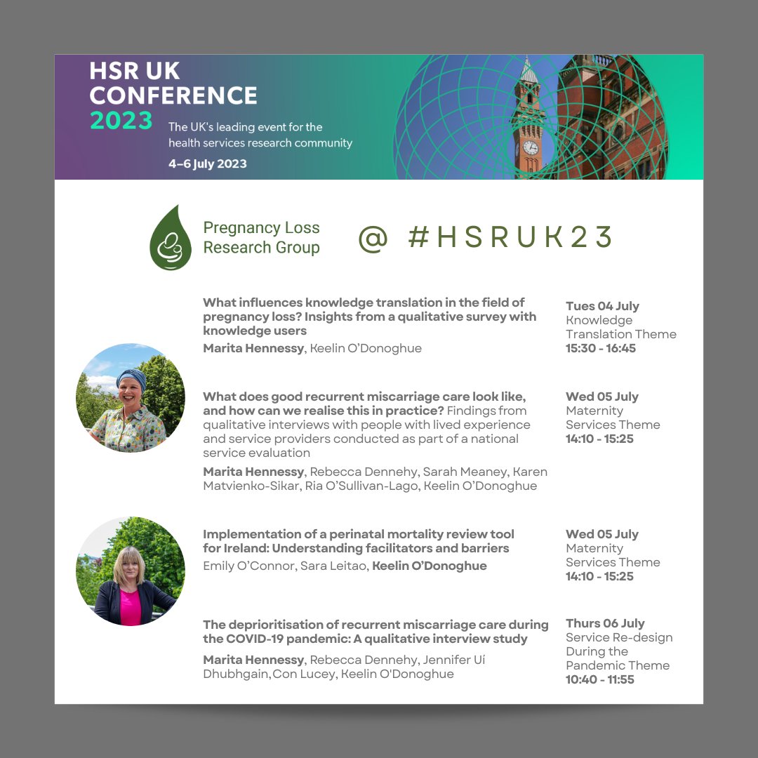PregnancyLossIE's tweet image. 📅 Prof @keelinodonoghue &amp;amp; @MaritaHennessy are attending @HSRN_UK #HSRUK23 next week, presenting work from:

➡️ #ReCurrentStudy ucc.ie/en/pregnancylo… @hrbireland 

➡️ #PLRG_ACHIEVE ucc.ie/en/pregnancylo… @feileacain1

➡️ #PLRG_PLATFORM ucc.ie/en/pregnancylo… @IrishResearch