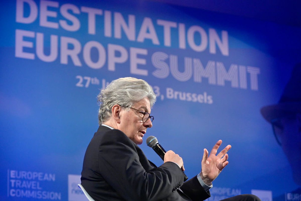 ThierryBreton's tweet image. After difficult years, the #tourism industry could break records this summer.

But challenges remain. 

We will continue to make the 🇪🇺ecosystem more #resilient, digital and #sustainable. 

#DestinationEuropeSummit