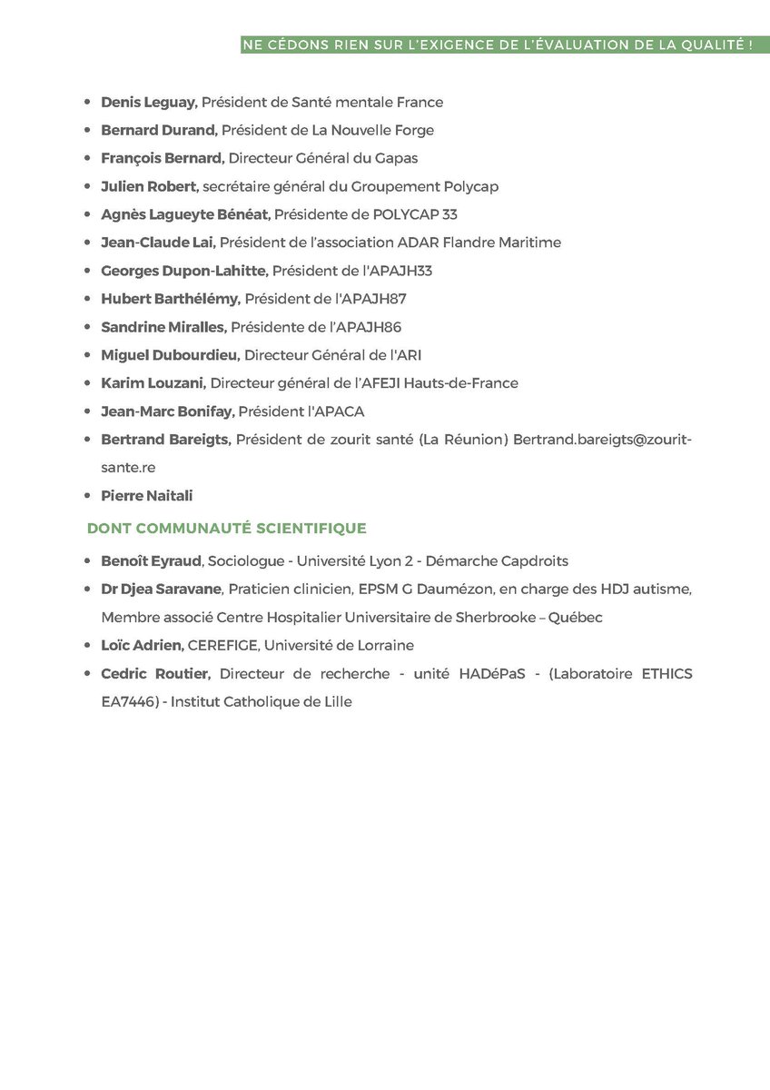 📢 PARCE QU'IL EST TEMPS QUE LES RBPP ET ENGAGEMENTS QUALITÉ DES ÉTABLISSEMENTS NE SOIENT PLUS UNE OPTION !

▶️ L'évaluation externe, seule, ne peut garantir des projets de qualité pour nos enfants, adolescents et adultes avec TSA
@Handeo_ 
#exigezlaqualite