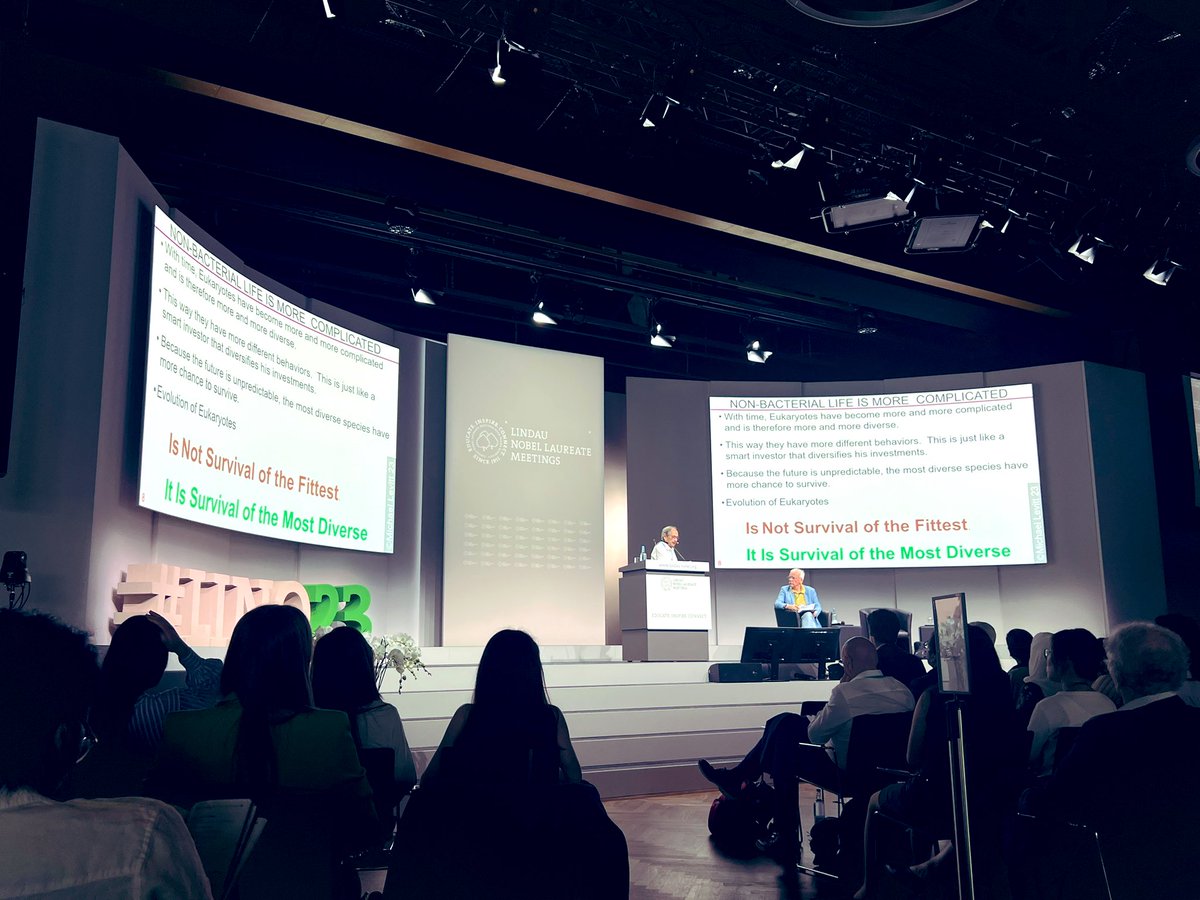 SadafSulman86's tweet photo. An insightful Agora Talk by @MLevitt_NP2013 on Impact of Biological Intelligence, Human Intelligence &amp; Machine Intelligence  On Innovation in Science &amp; Technology. With many take home messages!! @lindaunobel #LINO2023 🇩🇪🇵🇰🇬🇧 https://t.co/MtUXi1tge2