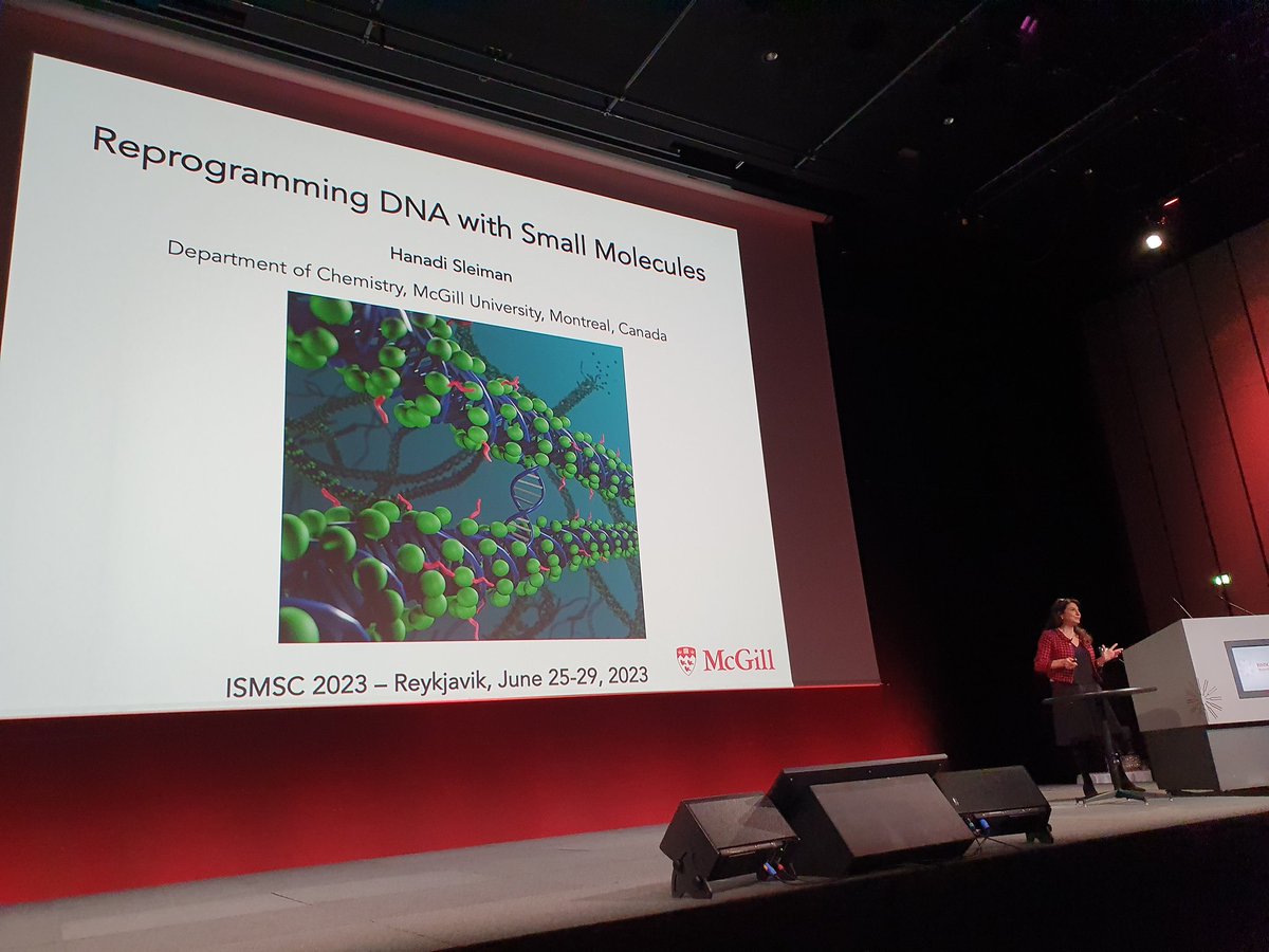 Next up here at #ISMSC2023 is Hanadi Sleiman @SleimanHanadi with a talk on supramolecular programming DNA with small molecules. Exciting stuff.