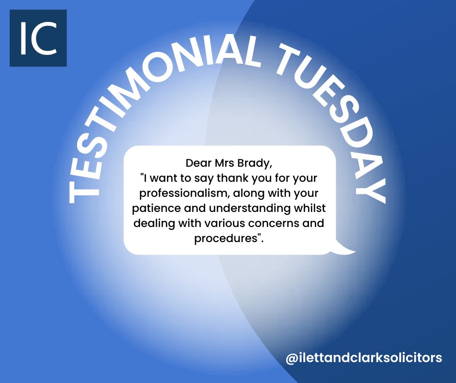 It is Testimonial Tuesday.
.
This week it is for Susan Brady in our Wills & Probate Team - Well Done!
.
.
#clientfeedback #testimonialtuesday #solicitorsinworksop #nottinghamshirebusiness #willsandprobate #courtofprotection #lastingpowerofattorney #grantofprobate