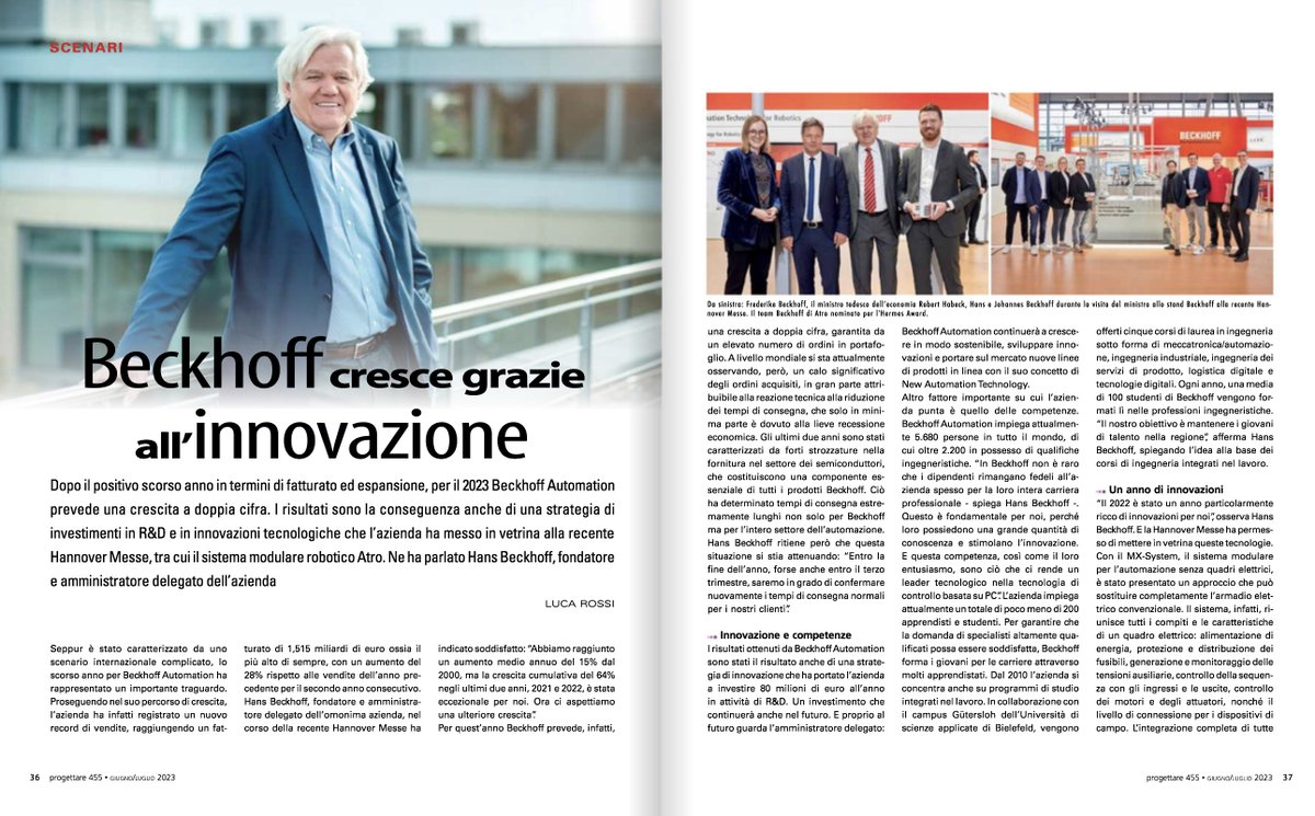 meccanica_plus's tweet image. Le previsioni di crescita a doppia cifra 2023 proseguono il trend positivo di #BeckhoffAutomation già registrato lo scorso anno, frutto di #investimenti in R&D e di #innovazione tecnologica. L’articolo sul nuovo numero di #Progettare di giugno/luglio.
tech-plus.it/brochure/pr/45…