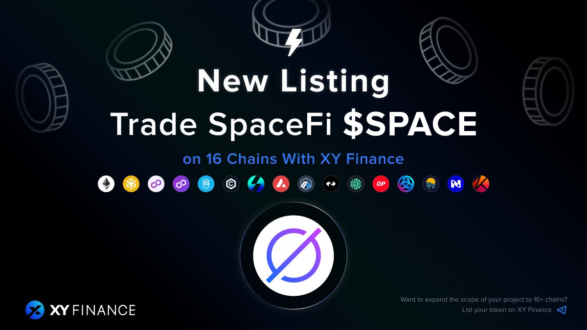xyfinance's tweet photo. XY Finance has listed @spacefi_io $SPACE on @zksync 🔥 

$SPACE Utilities
✅ Governance & reward token of #SpaceFi
✅ Mint #PlanetNFT
✅ Stake $SPACE to get a share of the project token at the initial offering price on Space’s launchpad #Starter
✅ Join #SpaceBase to earn mining rewards
✅ Receive $SPACE by staking single coin, LP tokens on #SpaceFarm

Trade $SPACE from assets across 16 chains via #XYFinance👇
https://t.co/hGetY2slPp