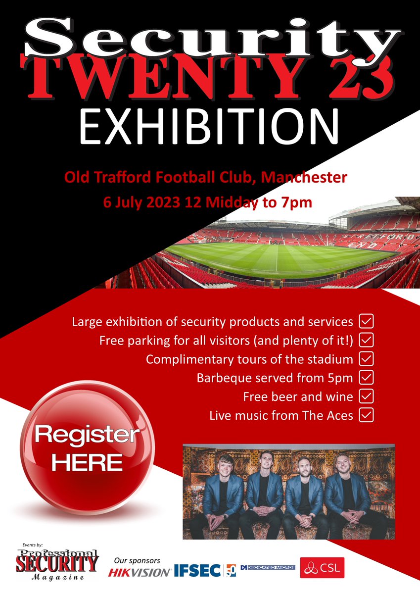SECURITYTWENTY's tweet photo. The countdown is on for Security TWENTY 23 Manchester Summer Sizzler at Old Trafford Football Club on 6th July. Book your free places on our website https://t.co/IZiq6ph24d

@LizMLloyd @Profsecman @profsecmag https://t.co/J4AwO773CI