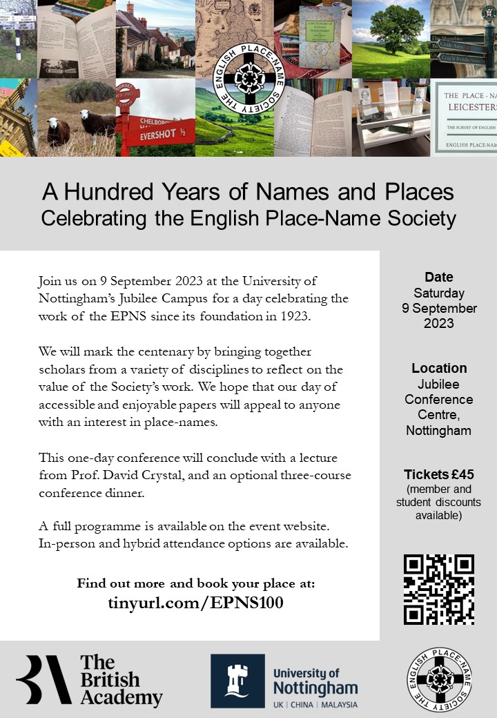We're having a birthday party! 🎂

Join us on 9 September <a href="/UniofNottingham/">Uni of Nottingham #WeAreUoN</a>'s Jubilee Conference Centre for a jam-packed day of place-names papers celebrating our centenary, all topped off with a lecture from Prof. David Crystal.

Registration and info at:
nottingham.ac.uk/research/group…