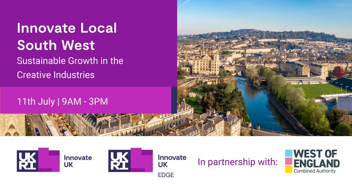 We'll be on the panel at this @IUK_EDGE_SW <a href="/WestofEnglandCA/">West of England Mayoral Combined Authority</a> Sustainable Growth in the #CreativeIndustries <a href="/innovateuk/">Innovate UK</a> local South West event - part of <a href="/bathdigital/">Bath Digital Festival 🚀</a>. Discover opportunities, network with industry experts &amp; explore sustainable innovation
👇
eur.cvent.me/LYMG2