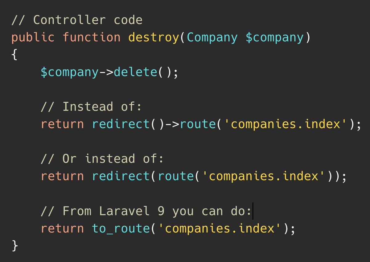 PovilasKorop's tweet image. Laravel tip. Did you know about a relatively new `to_route()` helper?