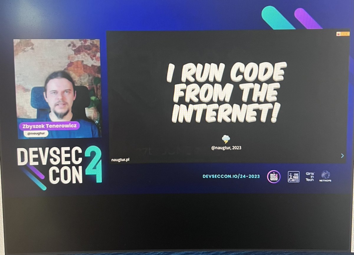 ronakbanka's tweet photo. @naugtur from Metamask speaking at @devseccon on how to improve security of your code.
#DSC24 #DSC4Good https://t.co/oLrwb7lTTi