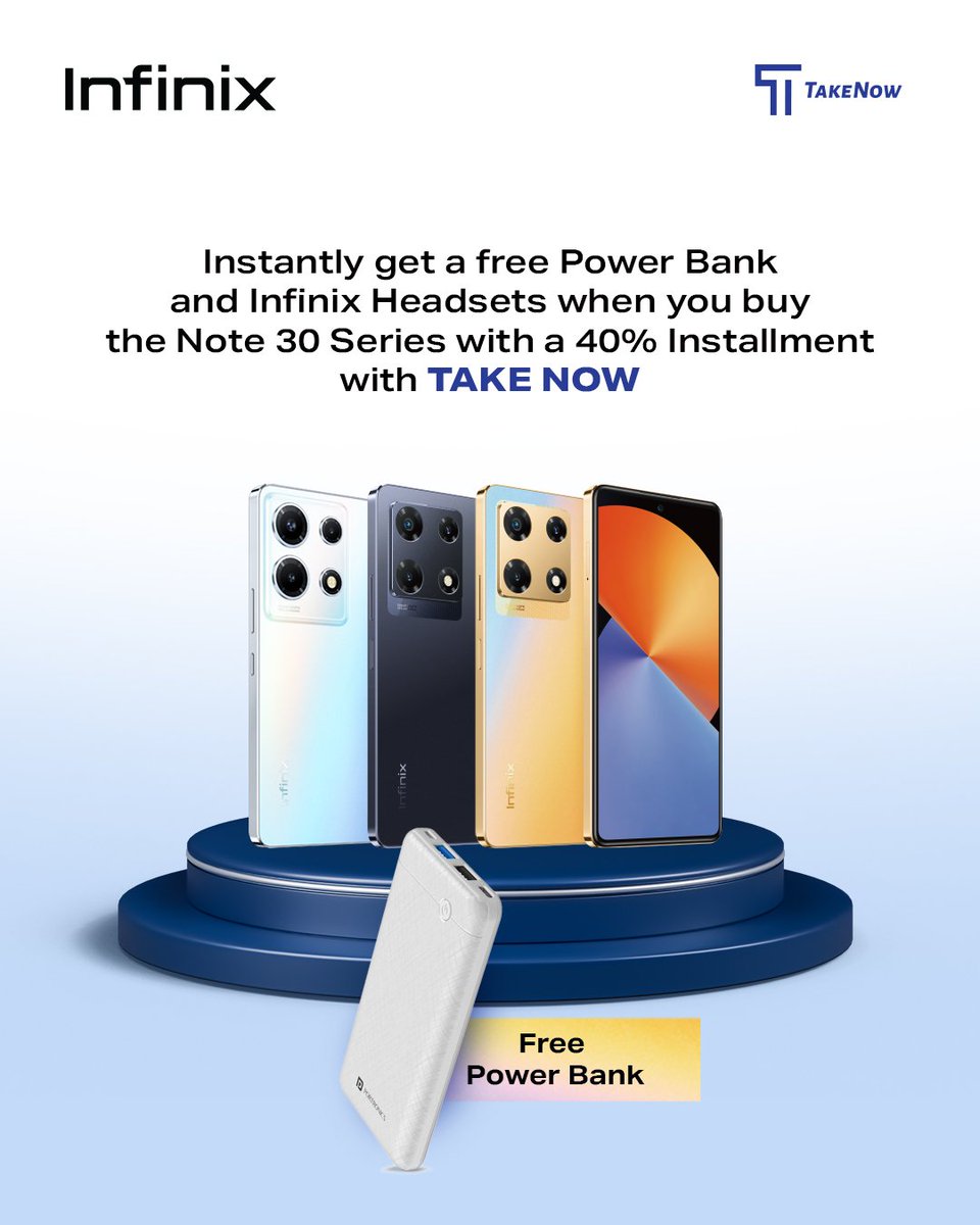 infinixuganda's tweet photo. Double win upon purchase of #NOTE30Series through @Take_Now_Ug installment payments.
Pay 40% of the RRP win a Power Bank and Infinix Headsets.
Promotion runs from 22nd June to 8th July2023.
Hurry while stocks last.
#note30serieslaunch
#TakeNowPayMpolaMpola https://t.co/lPRr347GyX