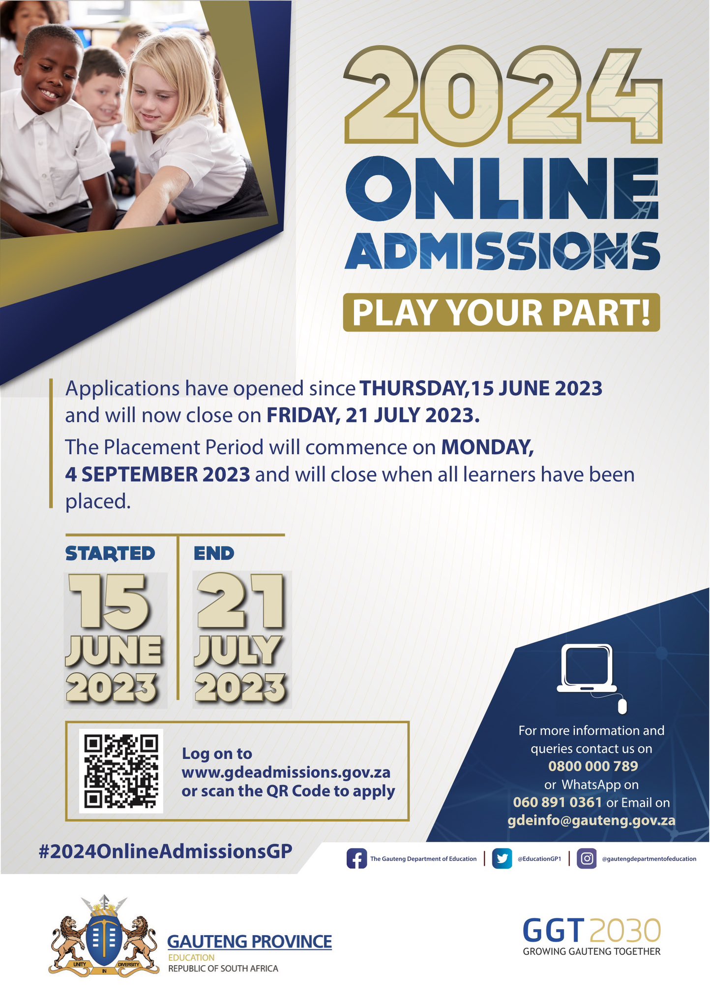 Gauteng Department of Education on Twitter "THE 2024 ONLINE ADMISSIONS