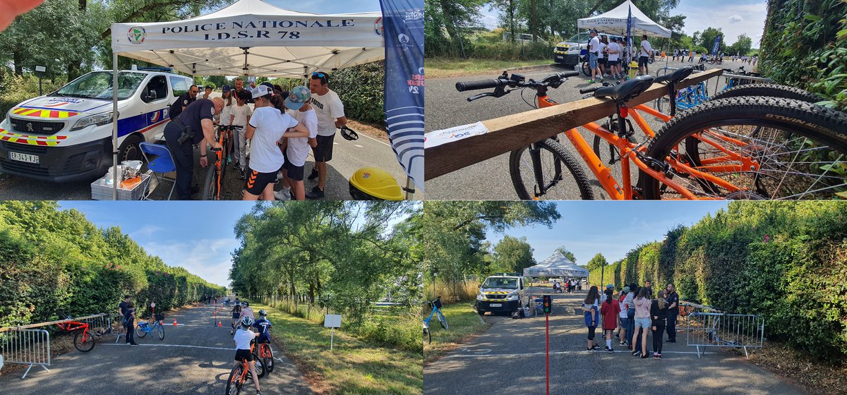 PoliceNat78990's tweet photo. Les référents prévention d'Elancourt ont mené une action sécurité routière, les 23 et 24 juin 2023 au golf national de Saint Quentin en Yvelines.
- le 23 juin, 100 enfants de CM2 et de 6eme sensibilisés  
- le 24 juin, 60 familles avec enfants sur la piste  Savoir Rouler A Vélo https://t.co/Z9sJHHY1zf