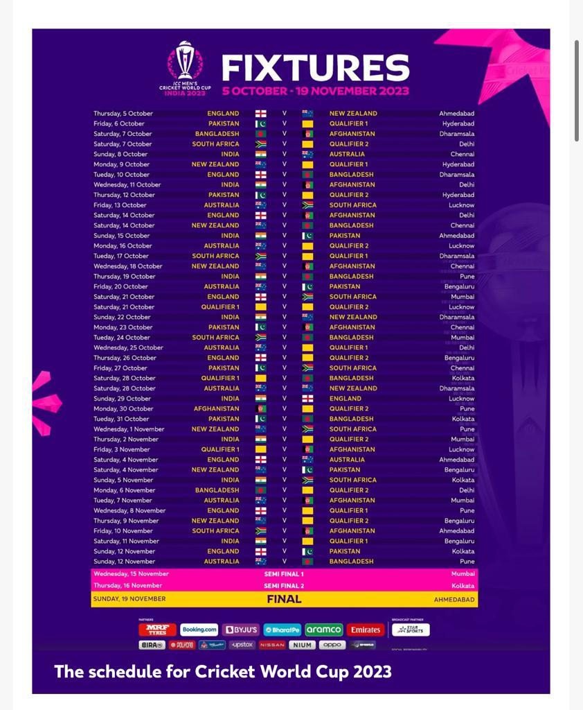 Indrajeet chaubey on Twitter "ICC World Cup 2023 England to play New Zealand in opening match
