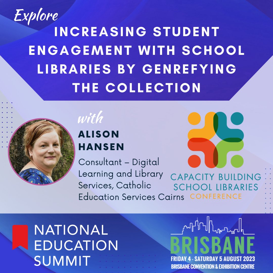 NatEduSummit's tweet photo. ✨ The #CapacityBuildingSchoolLibraries Conference is back in #Brisbane!

Connect with #libraryprofessionals &amp; explore new ideas over two days on 4 - 5 August 2023.

Explore the full program and register now > https://t.co/n9e6bbgiF6...
#qldschools #qldlibarians #aussieed https://t.co/wDyDbmcMGQ