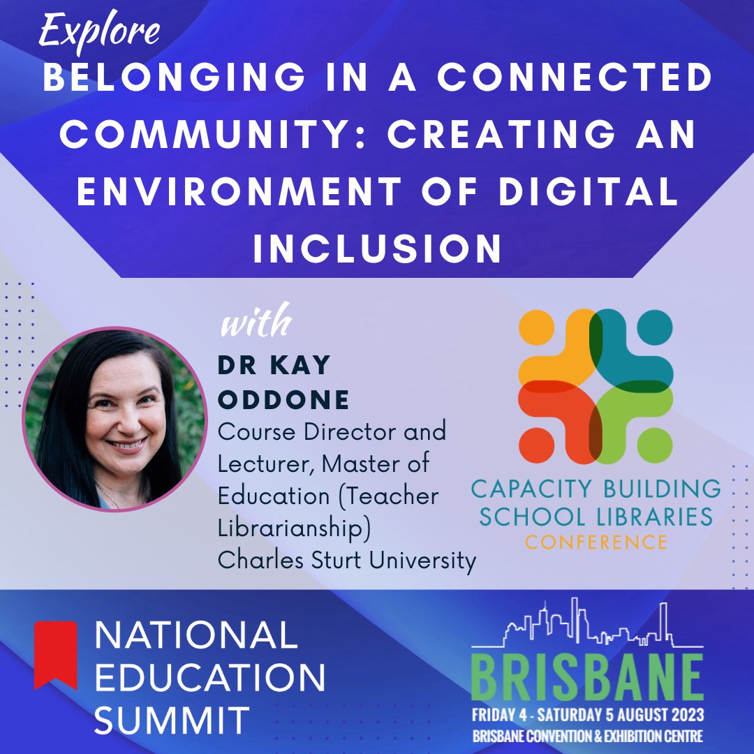 NatEduSummit's tweet photo. ✨ The #CapacityBuildingSchoolLibraries Conference is back in #Brisbane!

Connect with #libraryprofessionals &amp; explore new ideas over two days on 4 - 5 August 2023.

Explore the full program and register now > https://t.co/n9e6bbgiF6...
#qldschools #qldlibarians #aussieed https://t.co/wDyDbmcMGQ