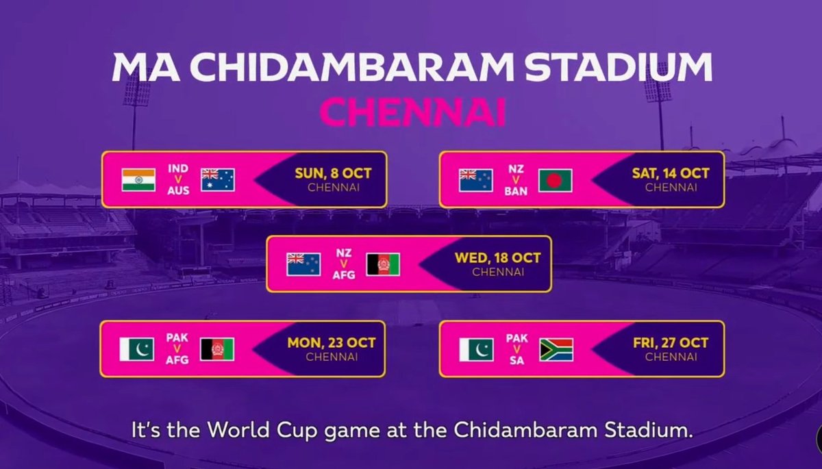 WORLD CUP 23 SCHEDULE AND VENUES 
CC - @StarSportsIndia