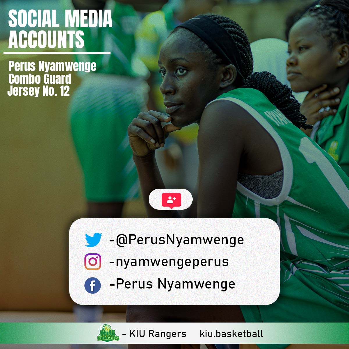 Search for your favorite Ranger on any social media platform and give them a follow.
Today we bring to you <a href="/PerusNyamwenge/">Nyamwenge Perus</a>, our lightening fast combo guard with a silky drive ⚡️

#RangersBasketball