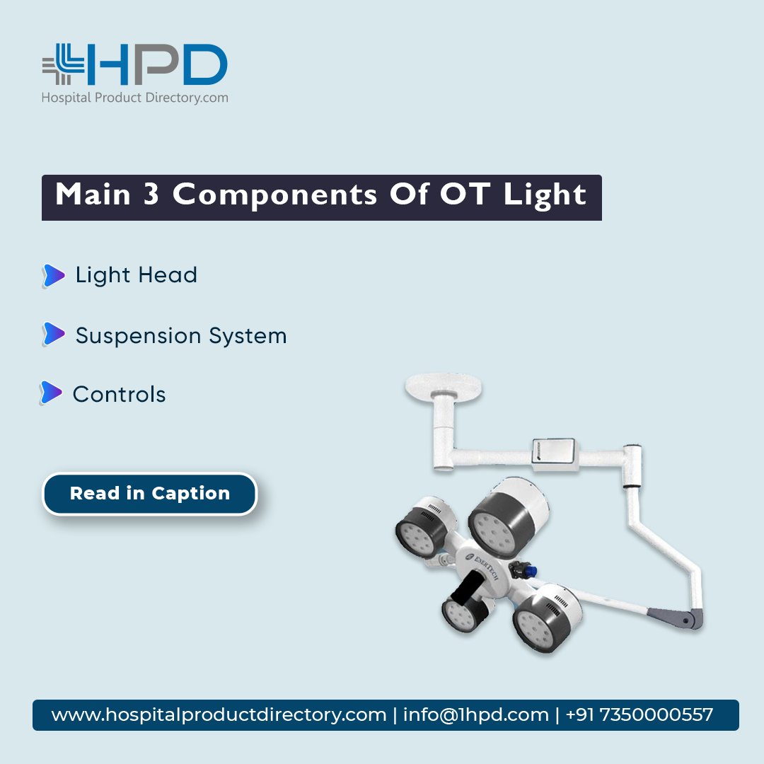 hosproducthub's tweet image. The main three components of an OT (Operating Theatre) light are:

𝐋𝐢𝐠𝐡𝐭 𝐇𝐞𝐚𝐝
𝐒𝐮𝐬𝐩𝐞𝐧𝐬𝐢𝐨𝐧 𝐒𝐲𝐬𝐭𝐞𝐦
𝐂𝐨𝐧𝐭𝐫𝐨𝐥𝐬

Visit Hospital Product Directory:- bit.ly/41tteLz

#HospitalProductDirectory
#OtLight
#HospitalEquipment
