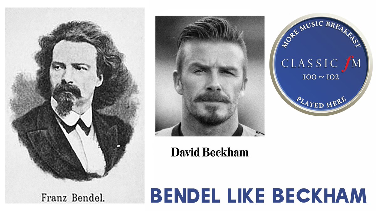 TimLihoreau's tweet photo. A cheeky, late-flowering #ClassicalLookalike 

Composer Franz Bendel and football legend David Beckham.
[ @Howard_Goodall ]

@ClassicFM Breakfast https://t.co/D5ZOH5DQwV