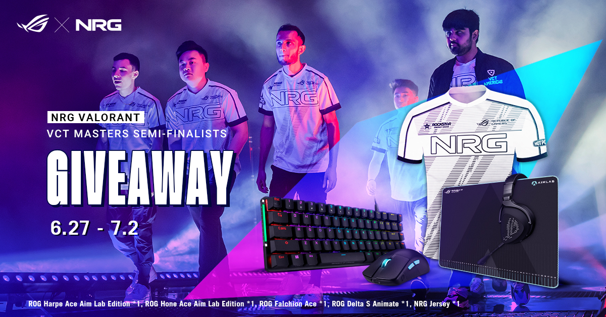 Amazing run for NRG at #VCTMasters!

We're proud of the team, so here’s another giveaway. To win some #ROGPeripherals & NRG merch:
☑️Follow @NRGgg & @ASUS_ROG
☑️Like & RT
☑️Comment your love for the team, with the #ROGforNRG.

Next stop: 2023 Champs🚩
T&C> rog.gg/forNRG