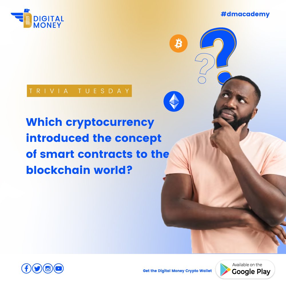 dmdigitalmoney's tweet photo. GM fam, It's time for #TriviaTuesday! 🚀
Test your knowledge and dive into the world of cryptocurrencies. Can you answer? 💡
#dmacademy #Cryptocurency #FUNFACTS https://t.co/5nugerhknE