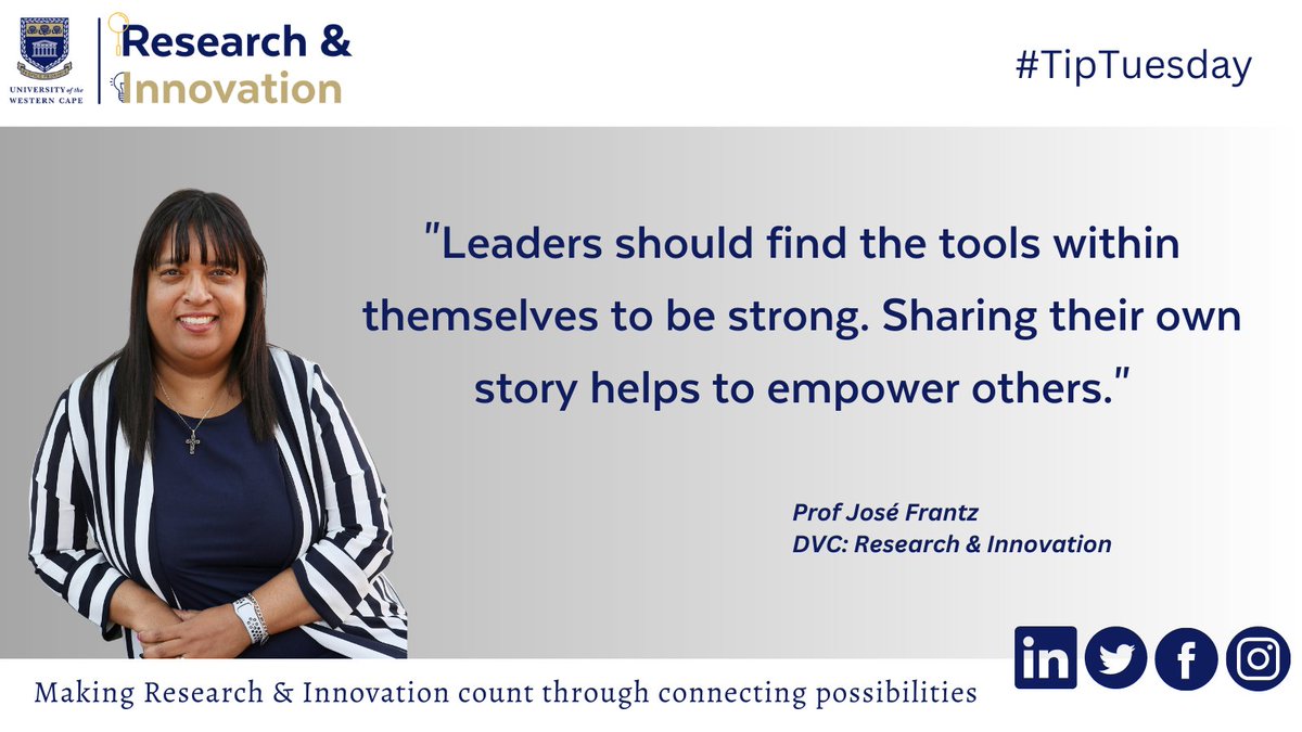 #TipTuesday DVC: Prof Jose Frantz at The University of the Western Cape shares a tip with us for the month of June.

#MakingResearchCount
#ConnectingPossibilities
#IamUWC