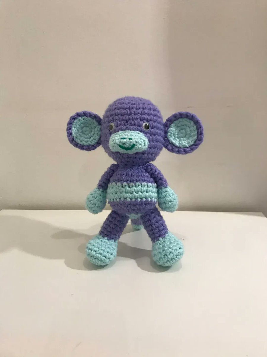 Purple Monkey, Soft Toy, 10' tall, freestanding - etsy.com/uk/listing/919… #monkey #crochet #etsy #handmade #amigurumi #etsyretwt #ATEtsyRT #anthonybrighton