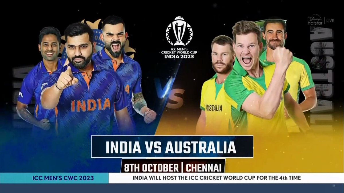 Poster for India Vs Australia match at the 2023 World Cup.