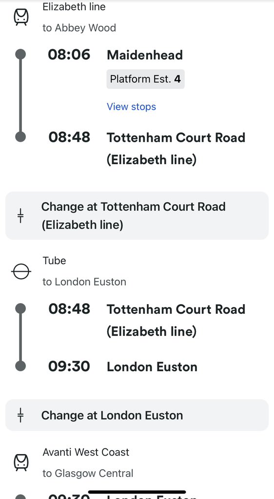 @thetrainline why suggest slowcoach @TfL #ElizabethLine? @GWRHelp fast service available at approx same time & much easier transfer to tube at #Paddington? Long distance trips with bags don’t need this! 🙄 & arrive at @NetworkRailEUS same time as @AvantiWestCoast departs?