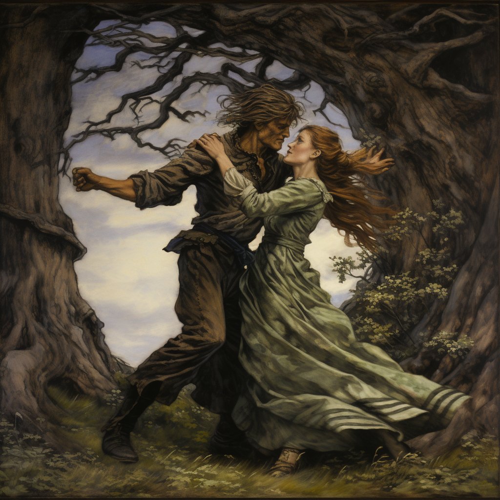Newly-weds should dance three times around an oak tree, and make a small cross on it for good luck.

These trees are called 'marriage oaks', and one such tree grew at Brampton, but was sadly cut down.

#FairytaleTuesday #Cumbria 
#digitalart : Stephen G. Rae