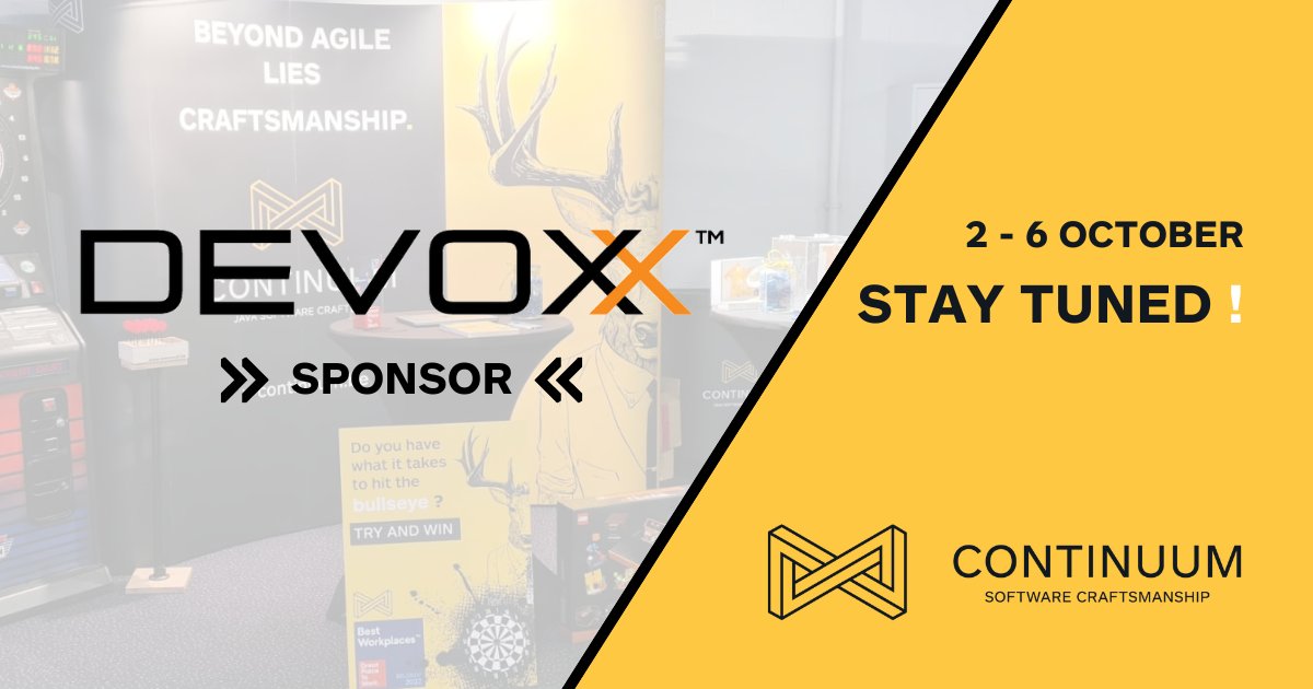 continuumbe's tweet image. We are looking forward already to the 20th edition of @Devoxx ! Did you hit the bullseye 🎯 at our booth last year? Stay tuned to see what to expect this year! 💪
#sponsor #devoxx #raisingthebar #craftsmanship #continuumtribe #conferences