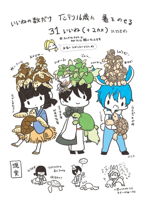 亀31匹(+2匹)ありがとうございました!結局描きました。