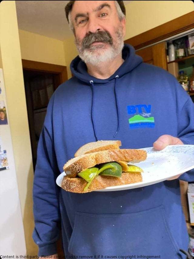GENEVAP44946086's tweet photo. Here's my dad with a peanut butter and pickle sandwich he loves. https://t.co/VKBq9nTujG