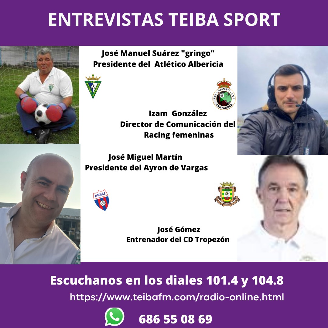 Actualidad <a href="/realracingclub/">Real Racing Club</a>🟢⚪
1️⃣-  Entrevista "gringo"  Presidente del Alberi ⚪🔵  
2️⃣ Entrevista a  <a href="/IzamGonzalez/">Izam</a> Director de comunicación del <a href="/RacingFemenino/">Racing Féminas</a> 🟢⚪
3️⃣  Entrevista a  Gómez míster del <a href="/cdtropezon/">CD Tropezón</a> 🟡🟢
4️⃣-  Entrevista  José Miguel Martín presidente del Ayron 🔵🔴