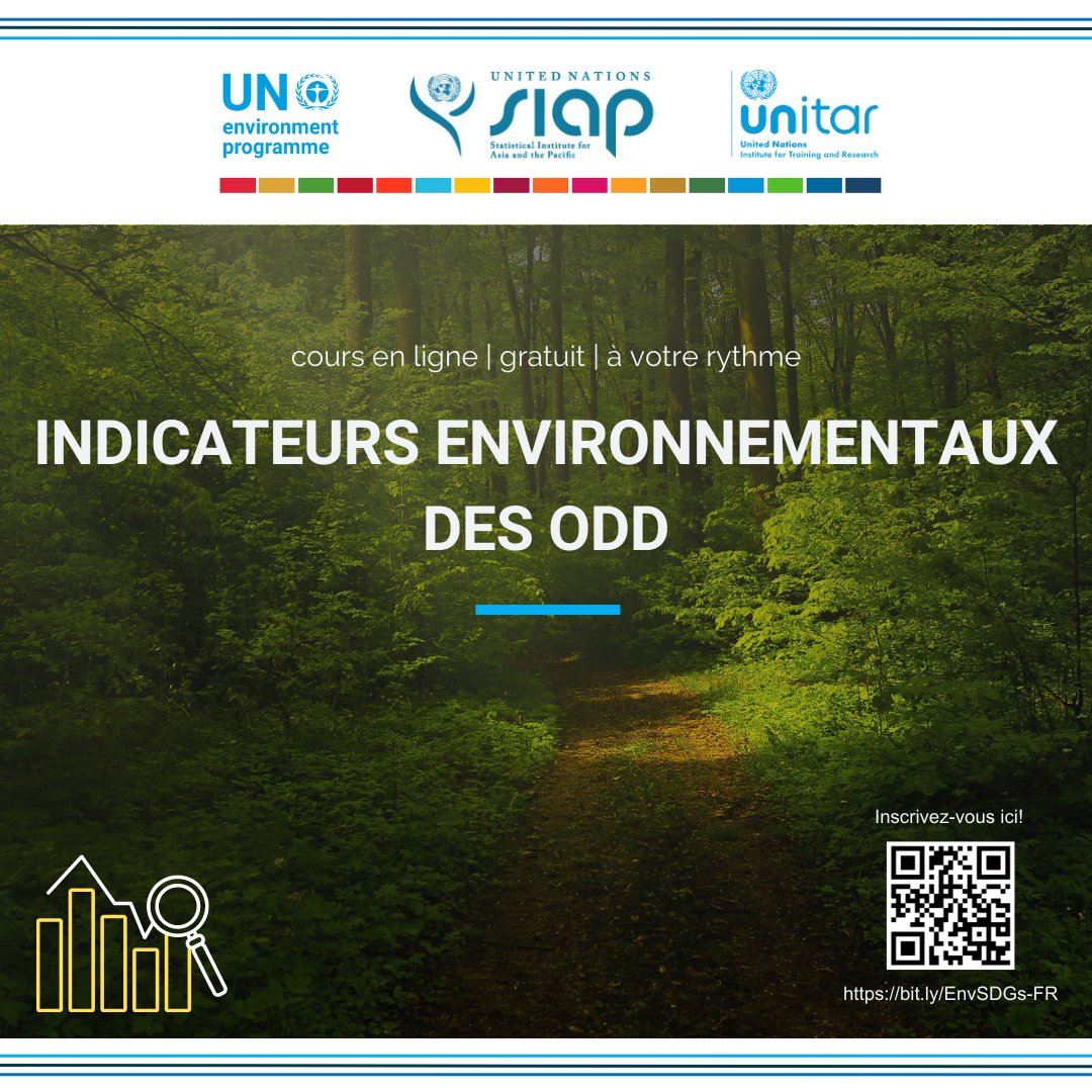 UNEP_Francais's tweet photo. Inscrivez-vous à notre cours en ligne en français sur les indicateurs environnementaux des #ODD.
Les modules donnent un bref aperçu des 25 indicateurs des ODD sous la tutelle du @UNEP_Francais.
Participez au changement pour un avenir meilleur et durable : https://t.co/bhhVkwiVfE https://t.co/oJiu4LkLqu