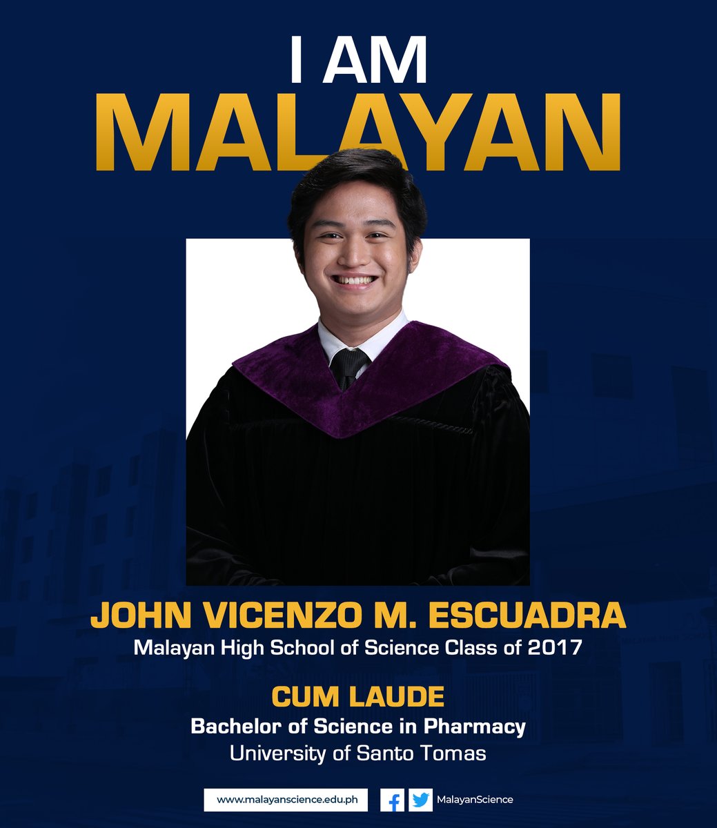 MalayanScience's tweet image. Malayan Science alumnus John Vicenzo M. Escuadra displayed #MalayanExcellence as he recently obtained his bachelor’s degree in Pharmacy with flying colors. Congratulations, John! #ProudMalayan