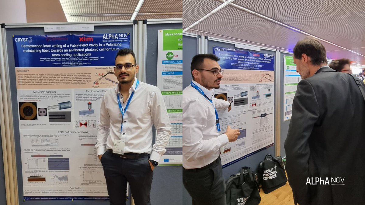 Alain Abou Khalil, Ph.D. presented our latest scientific advances at <a href="/PHOTONICSWORLD/">LASER World of PHOTONICS</a> Monday's poster session, as part of the CRYST^3 project.

👉To learn more about our new activity dealing with Fiber Bragg Gratings writing meet us on Booth A2.224/6 at the #FrenchPavillon!