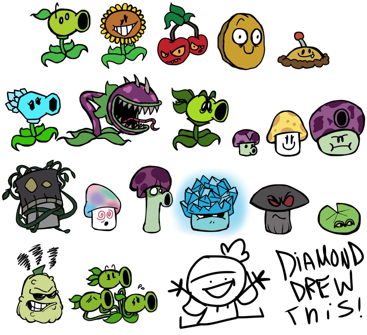 Drawing every plant in PVZ 1 (Part 1) #plantsvszombies #art