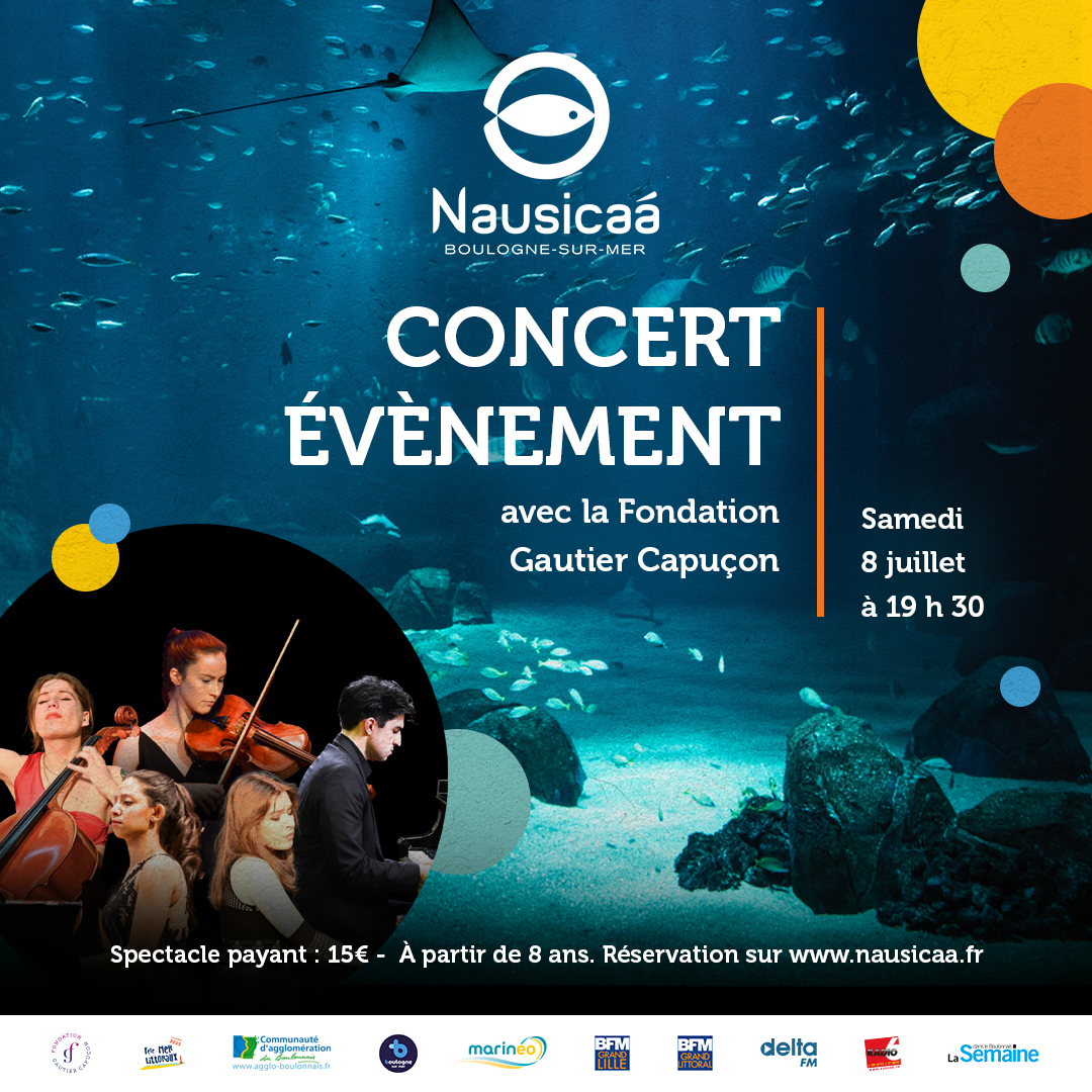 Nausicaá est heureux d’accueillir les jeunes #musiciens de la Fondation Gautier Capuçon pour un #concert d'exception 📷 👉 Concert payant, sur réservation, conseillé à partir de 8 ans : urlz.fr/mrwM